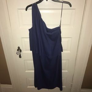 Navy stretch linen dress